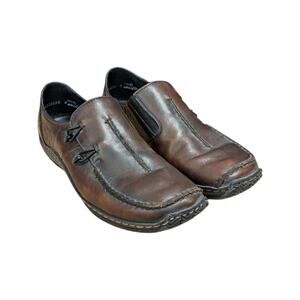 Rieker Antistress Celia Slip On Leather Shoes Slip On Brown Square Toe Womens